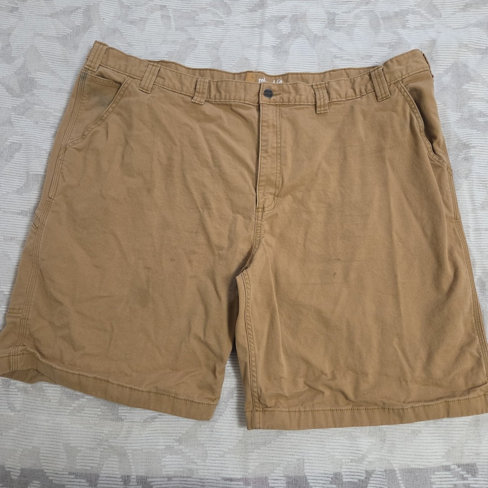 CARHARTT Mens Relaxed Fit Canvas Utility Work Shorts 50 Beige Big & Tall Rugged